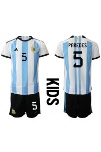 Fotbalové Dres Argentina Leandro Paredes #5 Dětské Domácí Oblečení MS 2022 Krátký Rukáv (+ trenýrky)